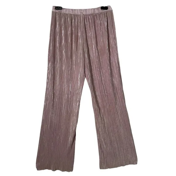 Victoria's Secret Pleated Metallic Pink Wide Leg Pajama Pants Size S Loungewear - Image 3