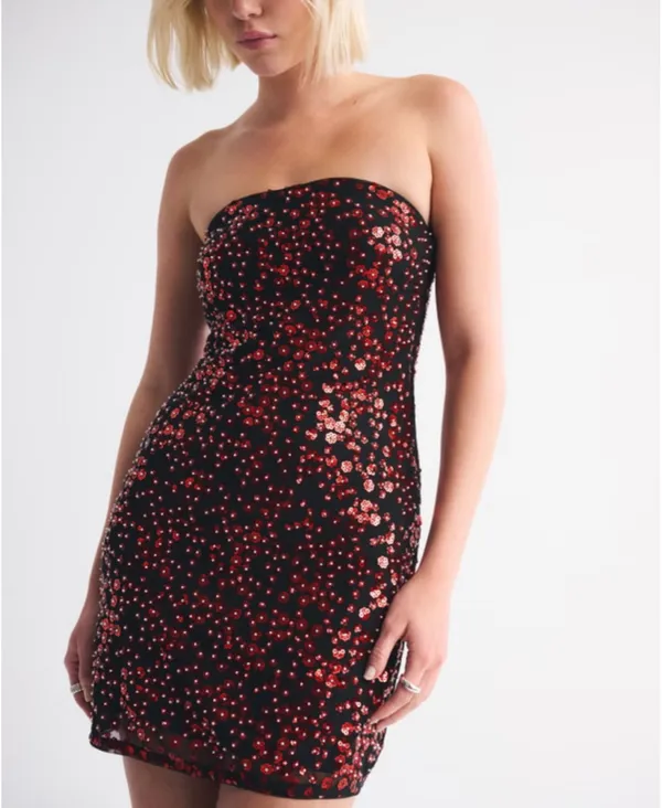 Abercrombie The Scarlett Strapless Sequin Skort - Image 3