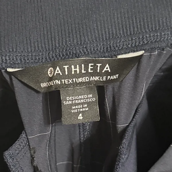 Athleta Brooklyn‎ Textured Ankle Pants Navy Windowpane Print Athleisure - Image 7