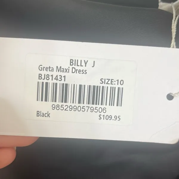 NWT Billy J Greta Maxi Dress Black Satin Size 10 - Image 6