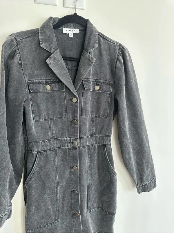 Gilli Acid Wash Denim Mini Dress Size Small - Image 5