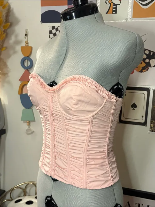 White Fox Don’t Judge Me Strapless Bustier Top Baby Pink XS NWT - Image 3