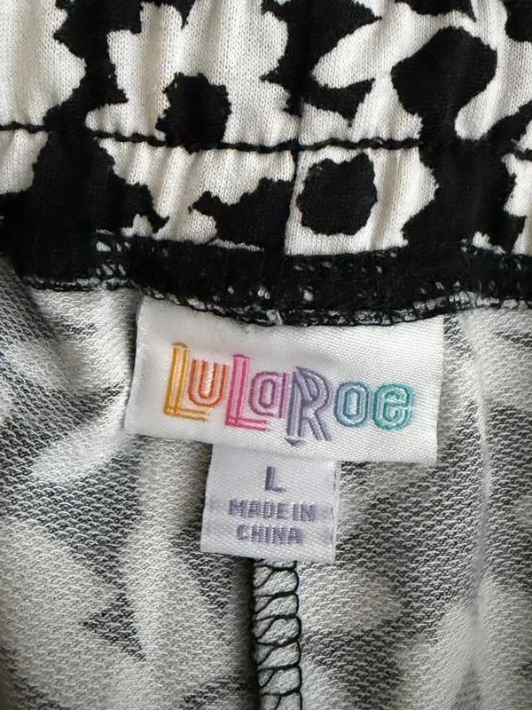 Lularoe Women L Black White Floral Jamie French Terry Shorts Pockets Drawstring - Image 7