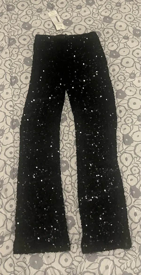 Forever 21 Black Sequin Pants Woman’s Size Small NWOT Party Wedding - Image 3