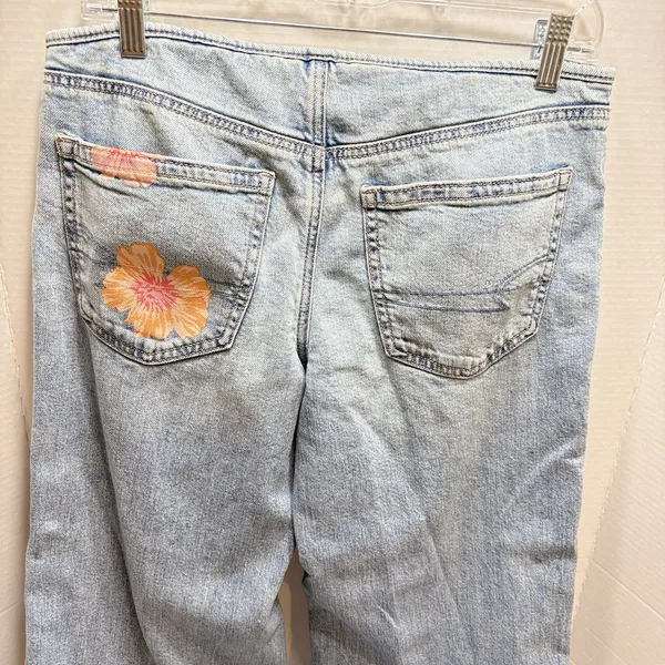 American Eagle Low Rise Baggy Wide Leg Jeans Womens 6 Distressed Y2K StreetWear - Image 5