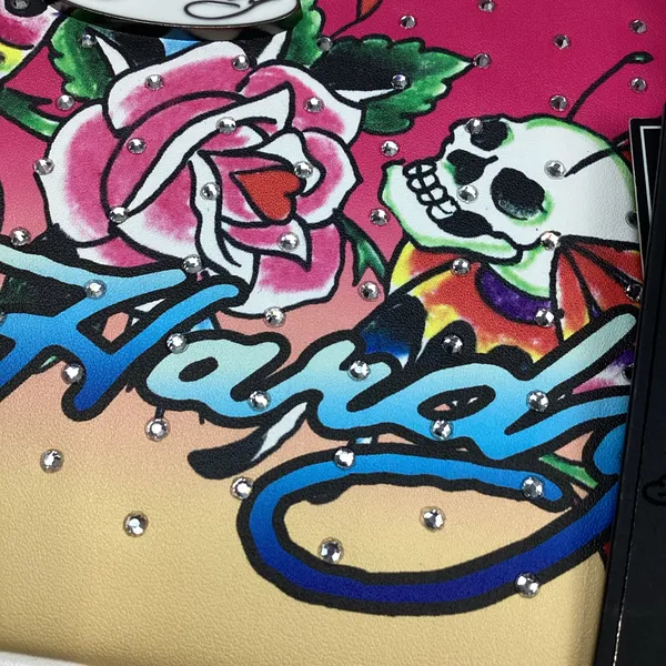 Ed Hardy Satchel Bag Butterfly & Skull White Backround NEW! Retail $80 - Image 8