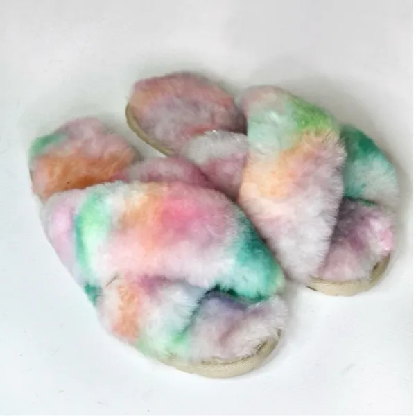 Anthropologie Cozy Multicolor Fuzzy Slippers - Image 6