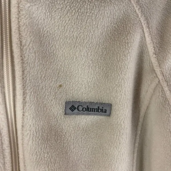 Columbia Womens Fleece Jacket Full Zip Pockets Cinch Waist Ivory 1X - Image 2
