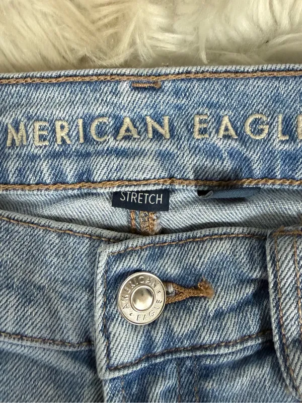 American Eagle Super High Rise Straight Jeans Size 00 Light Wash Stretch - Image 5