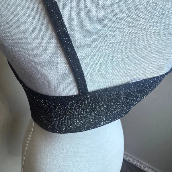 Forever 21‎ black metallic shimmer crop top tank cami sparkle rave club sz S - Image 4