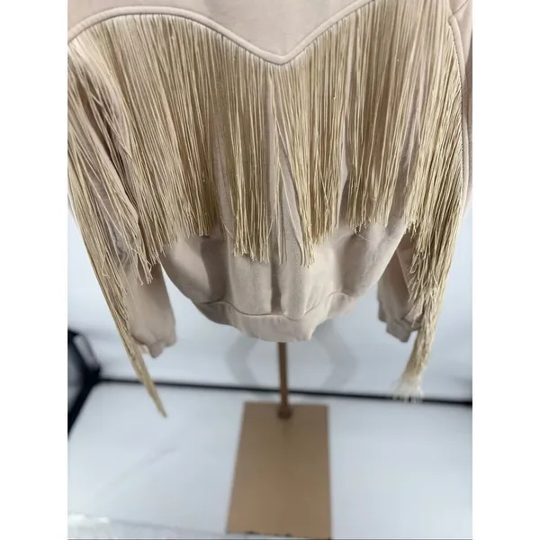 Levi's Pullover Sweatshirt Womens L Cream Fringe Classic Western Yoke Cowgirl - Image 10