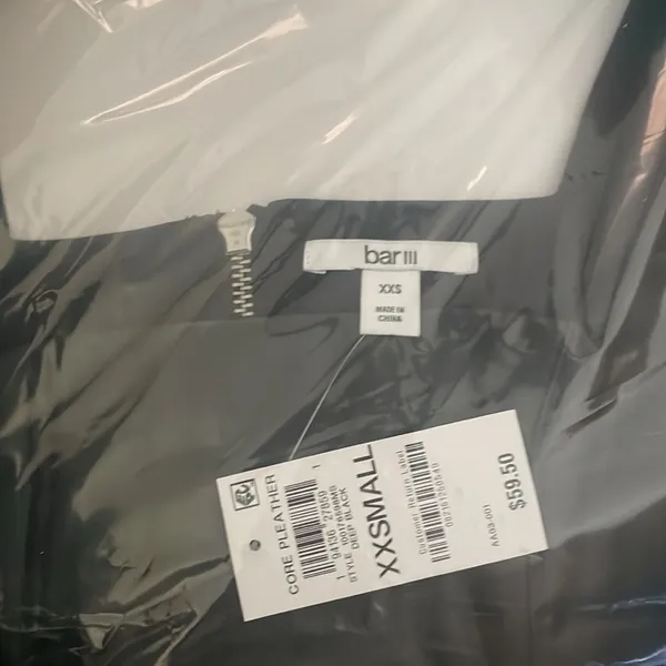 NWT Bar III Black Pleather Pleated Mini dress XXS - Image 4