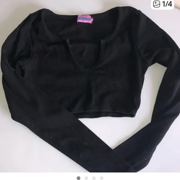 Edikted 'Romance' Ribbed Grunge Cotton Crop Top Women's S Black Goth Y2K - Image 3
