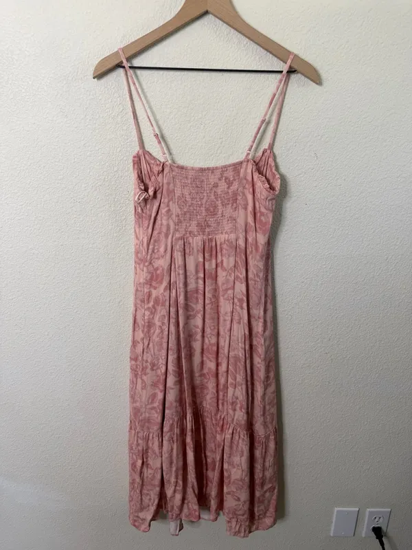 Aritzia Wilfred Broadway Ruffle‎ Slip Midi Dress Coral Rose Womens Size 8 - Image 5