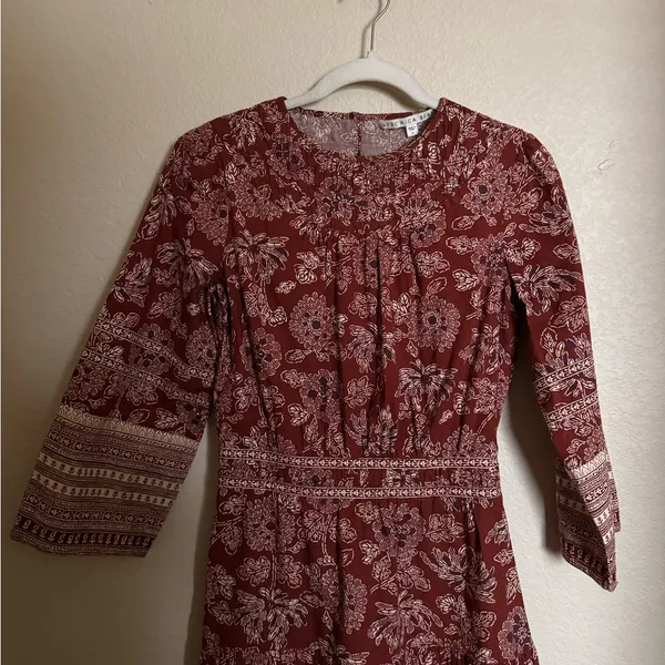 Veronica Beard Wandisa Mini Dress Sz‎ 4 in Rust Boho Floral Indian Cotton Sample - Image 2