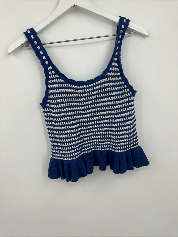 American Eagle Blue Crochet Tank Top Size Small Boho - Image 5