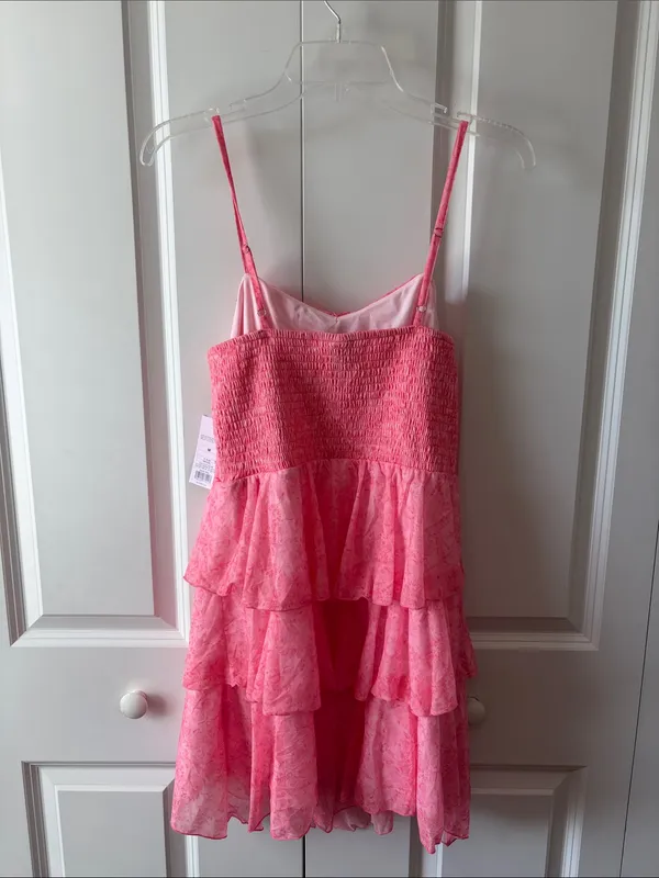 wild fable Pink Tiered Ruffle Mini Dress Size Medium New Coquette - Image 5