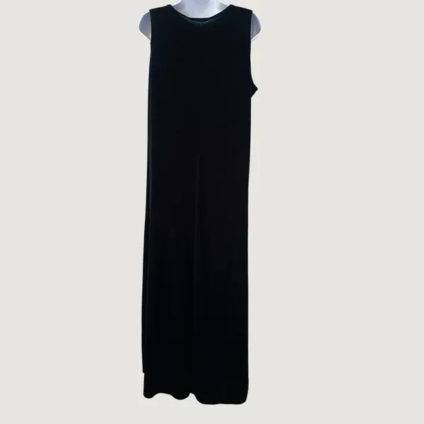 Coldwater Creek Green Velvet Maxi Dress Large Whimsigoth Fairy Dark‎ Feminine - Image 2