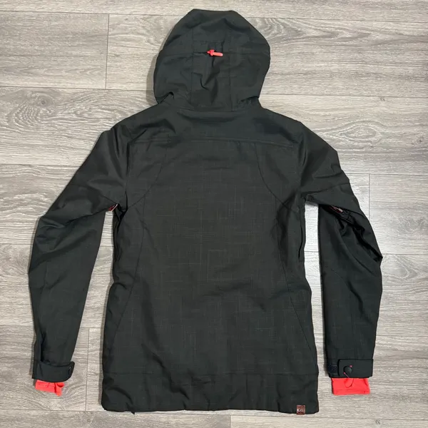 DC Data Women Snowboard Ski Jacket‎ Black Neon Coral 10K Waterproof Small Hooded - Image 9