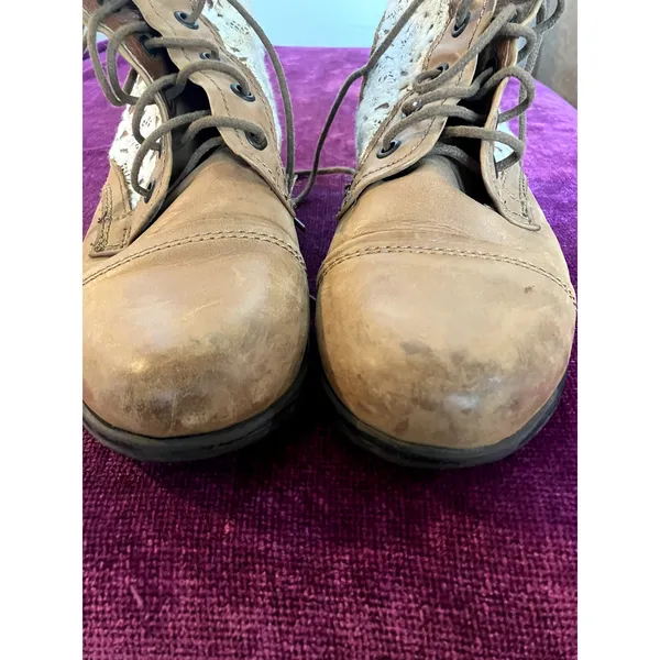 STEVE MADDEN Thundr-C Cognac Crochet Lace-Up Ankle Boot Size 6.5 COTTAGE PRAIRIE - Image 3