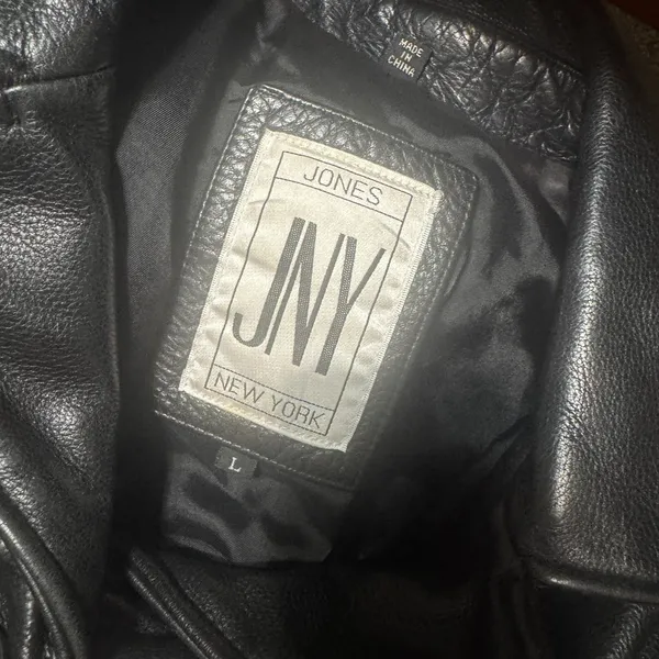 Vintage 90s Jones New York Leather Jacket womens sz L blazer quilted lining - Image 9