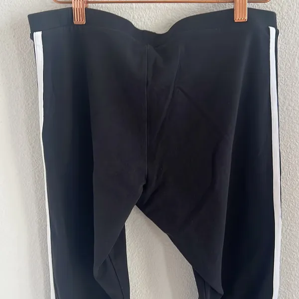 Adidas Essentials 3-Stripes Leggings Black White Embroidered Trefoil Logo Large - Image 7