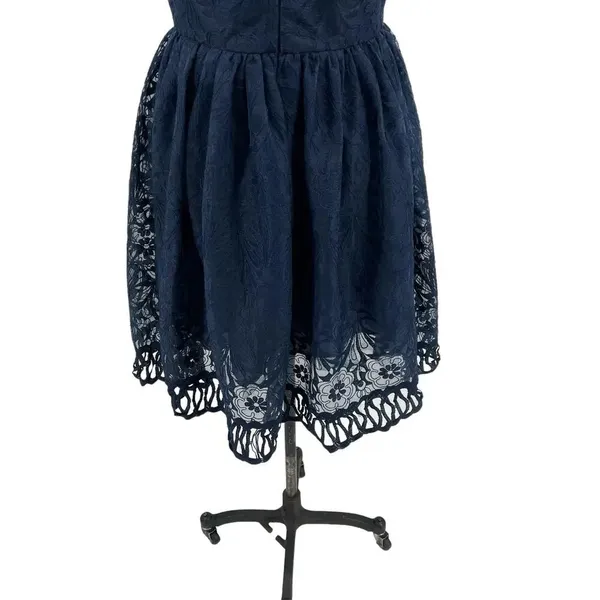 Chi Chi London‎ Sheridan Dress Navy Blue Embroidered Short Sleeve UK 12 US 8 - Image 12