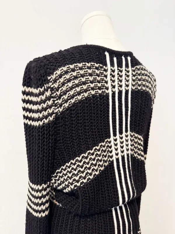 Laureate Lane Cardigan Size‎ XL Wool Striped Chunky Rope Tie Sweater Retro Boho - Image 9