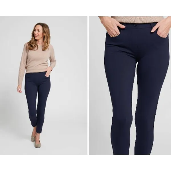 Betabrand Women's Navy Blue Stretch Pants‎ Size S Long Ankle Crop - Image 2
