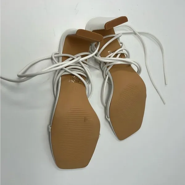 NASTY Gal Faux Leather Strappy Sandals White Sz 7‎ - Image 7