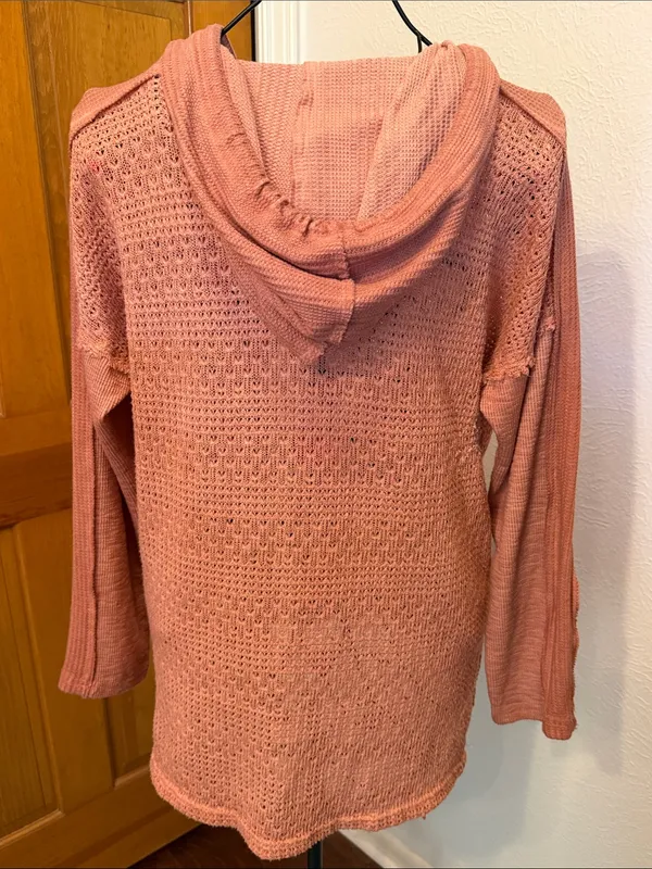 👢👢👢BOGOHO👢👢👢POL Women's Lightweight Hooded Knit Sweater - Dusty Rose-small - Image 8