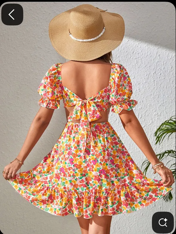 SHEIN all over floral square neck dress - Image 2