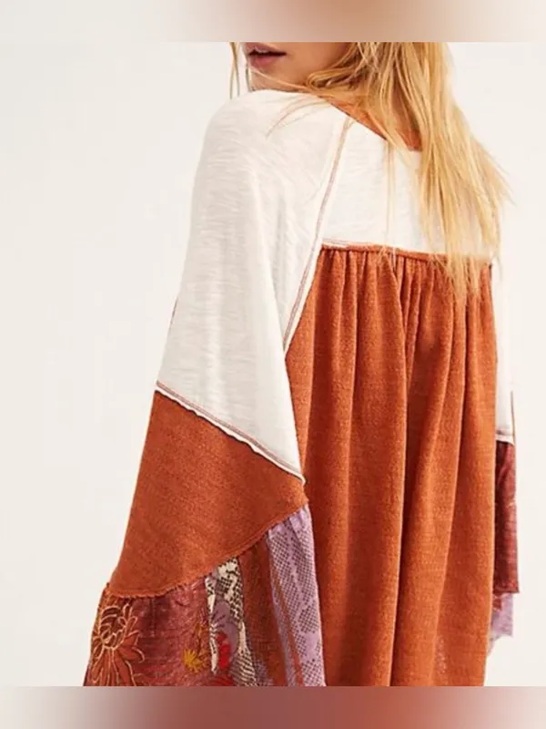 We the Free People Friday Fever patchwork top small oversized - Image 3