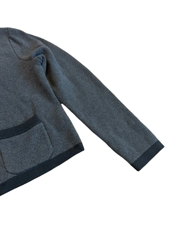 Quince Charcoal Black Colorblock Cardigan Sweater Collarless Cardi Large Women's - Image 5