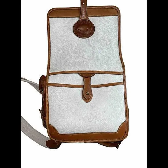 VTG Dooney & Bourke Tan/Cream/Brown Purse Signature Logo Buckle‎ Handbag - Image 8