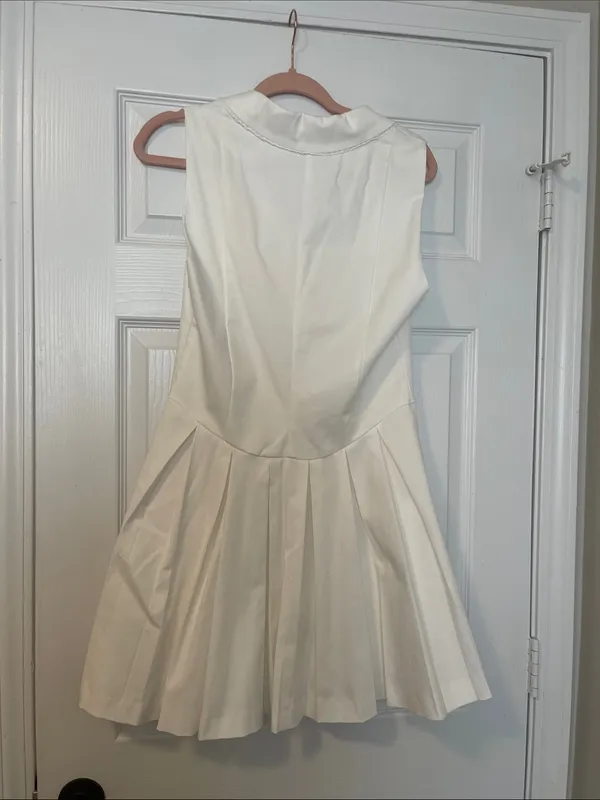 ZARA NWT Sleeveless Pleated White Dress with Sailor Collar - Image 2