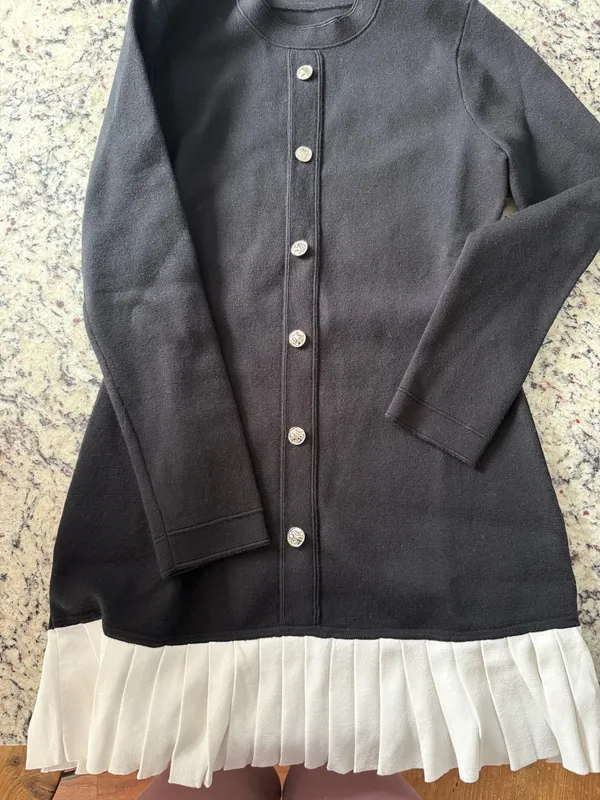Commence long sleeve sweater dress with white trim - Image 3