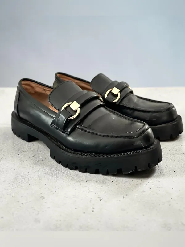 Zara Classic Black Chunky Lug Sole Loafer - Image 2