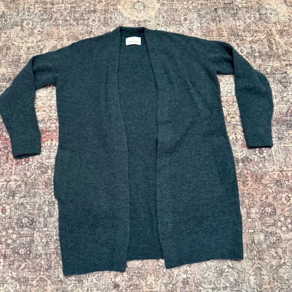 Samsøe Samsøe Nor Cardigan Sea‎ Moss Mel XXS Oversized Knit Alpaca Merino Wool - Image 3