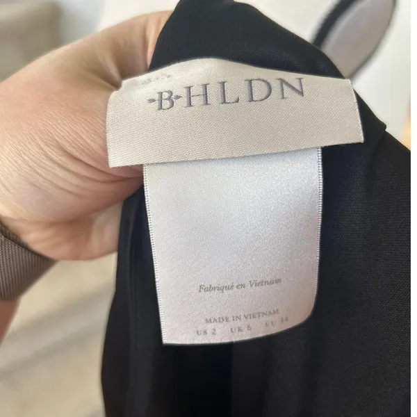 BHLDN Dylan Anthropologie Black Satin One Shoulder Sheath Slit Bridesmaid Gown - Image 7