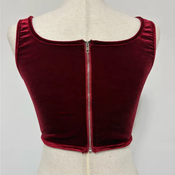 Unbranded Red Velvet Corset Crop Top Sz S - Image 2