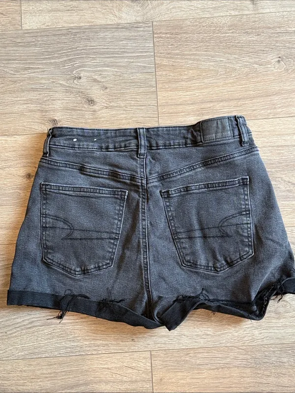 AMERICAN EAGLE Black Cross-Over Denim Shorts Size 6 Festival Boho Whimsigoth 6 - Image 2