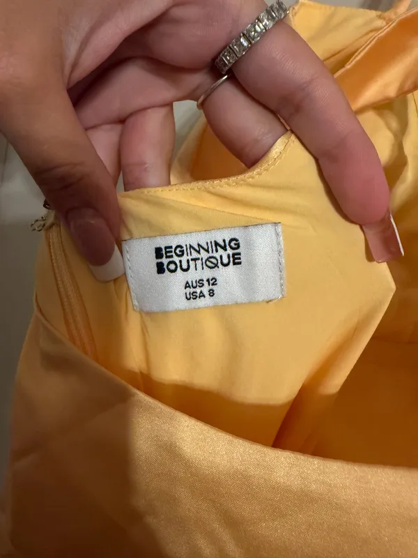 Beginning Boutique Satin Yellow Dress - Image 5