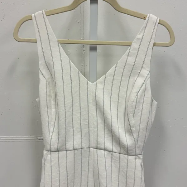 Wilfred Aritzia Ècoulement‎ Romper in Espace Wrap Top Sz 4 White Blue - Image 4
