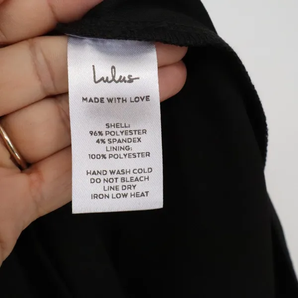 Lulus Black V-Neck Spaghetti Strap Bodycon Mini Wrap Dress Womens Size M NEW - Image 5