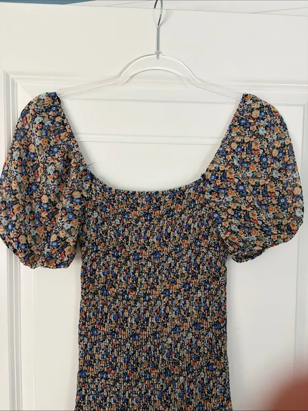 Kiss the Sky Urban Outfitters Smocked Puff Short Sleeve Floral Mini Dress XS - Image 8