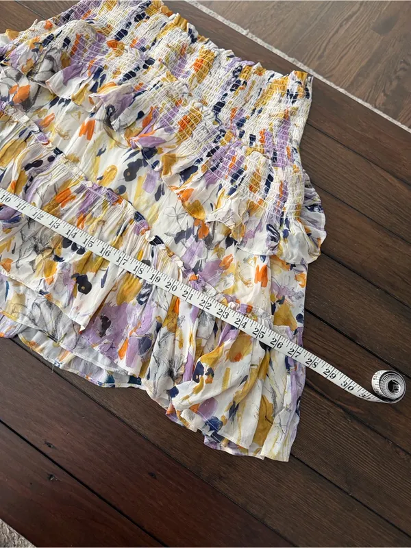 Anthropologie Size Medium Somerset Print Mini Ruffle Tiered Skirt - Image 7