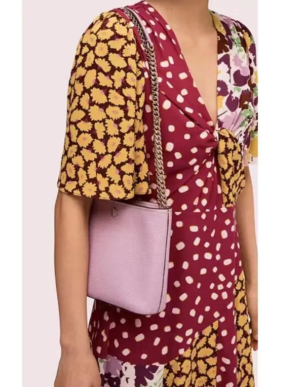 Kate Spade Polly Small Convertible Crossbody Blush Pink Leather Handbag Chain - Image 3