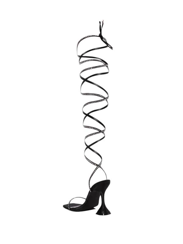 NEW AZALEA WANG Sophie Rhinestone Lace Up Sandal in Black Size 9 - Image 4