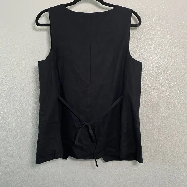 NTW Loft Black Vest Medium Linen Blend Minimalist Tie Back Classic Versatile - Image 2